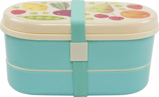 Sass & Belle Happy Fruit & Veg Set de mâncare pentru copii din plastic Turcoaz