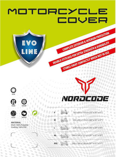Nordcode Κουκούλα Μηχανής Αδιάβροχη Evo Line Large Μ229xΠ99xΥ124εκ.
