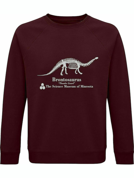 Sweatshirt Unisex, Organic "Dustin's Brontosaurus Skeleton Thunder Lizard, Stranger Things", Burgundy