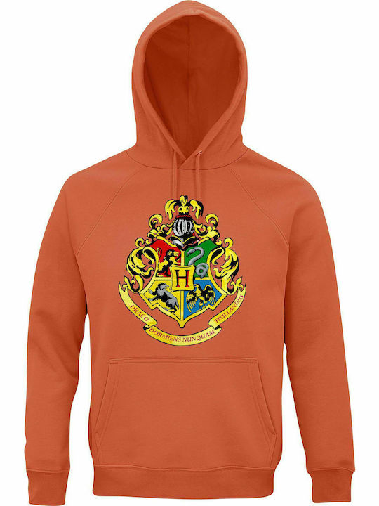 Hoodie Unisex, Bio "Hogwarts Schulwappen, Harry Potter", Sweet Orange