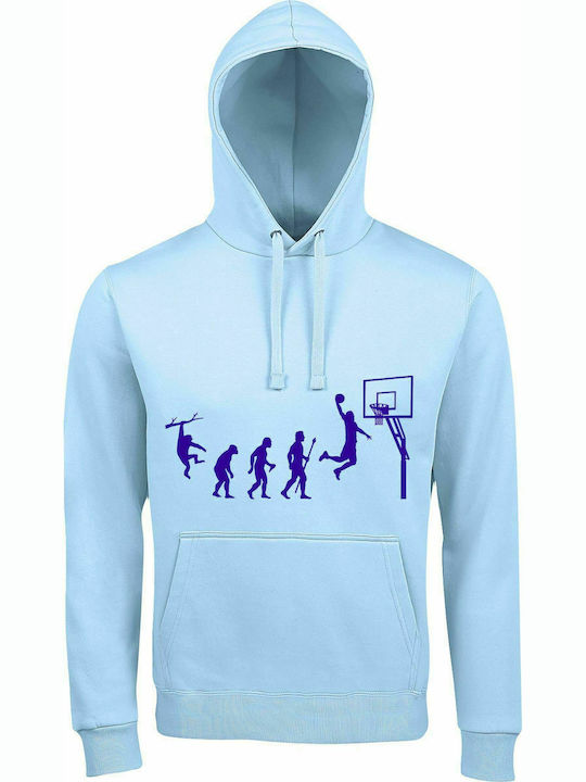 Hoodie Unisex "Basketball Evolution", Creamy Blue