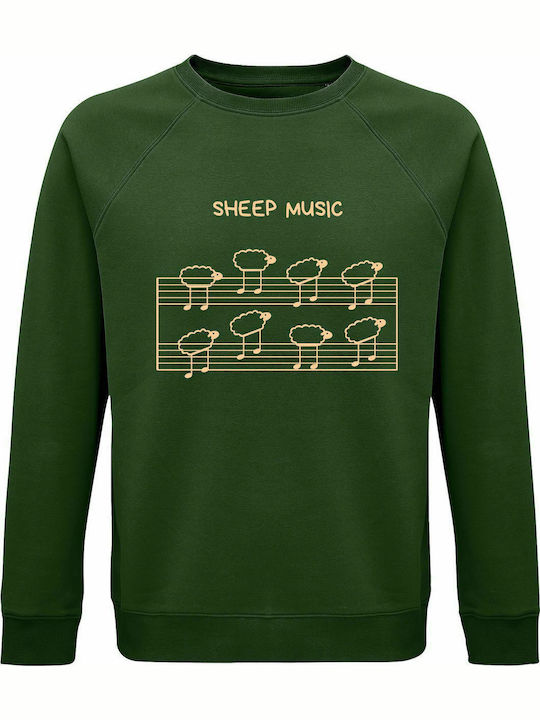 Sweatshirt Unisex, Organic "Sheep Music", Dark green