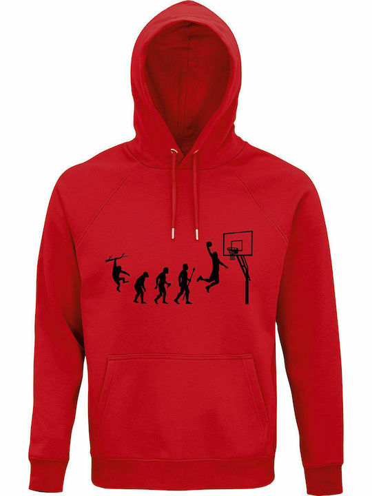 Hoodie Unisex, Organic "Basketball Evolution", Red