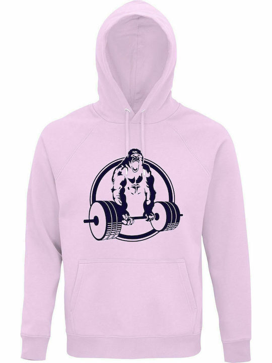 Hoodie Unisex, Organic " Beast Mode ", Creamy pink