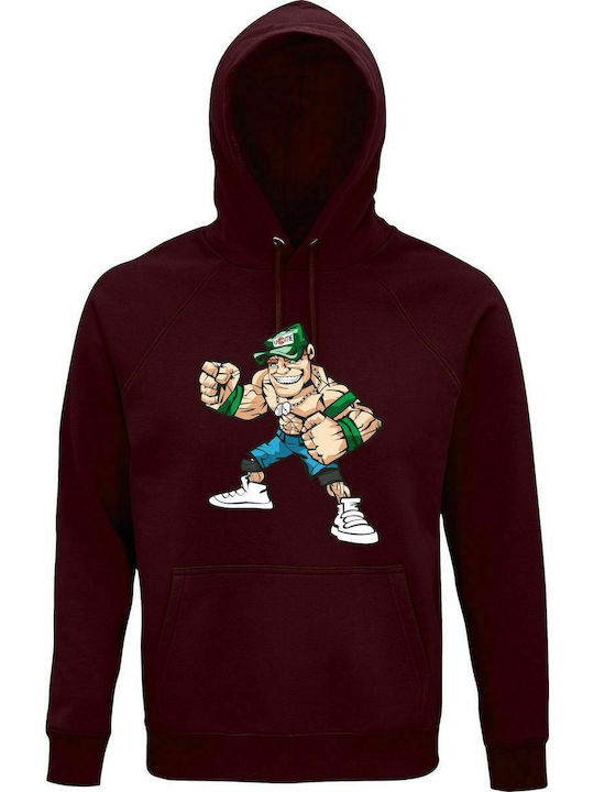 Hoodie Unisex, Organic " John Cena ", Burgundy