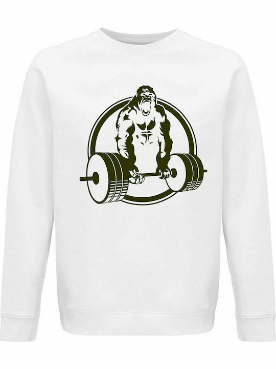 Sweatshirt Unisex, Organic " Beast Mode ", White