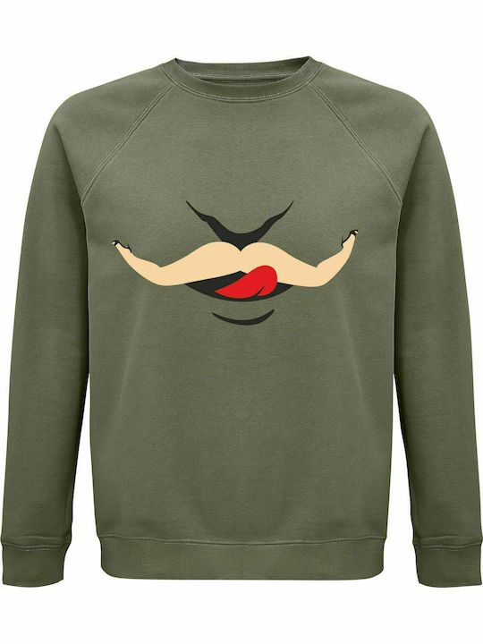 Sweatshirt Unisex, Organic " Kinky Lover ", Khaki