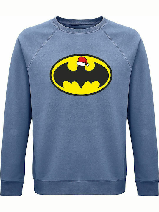 Sweatshirt Unisex, Organic " Batman loves Christmas ", Blue