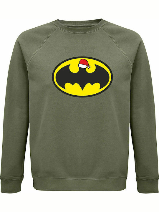 Sweatshirt Unisex, Organic " Batman loves Christmas ", Khaki