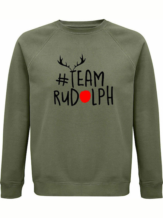 Sweatshirt Unisex, Organic" Team Rudolf, Christmas " Khaki