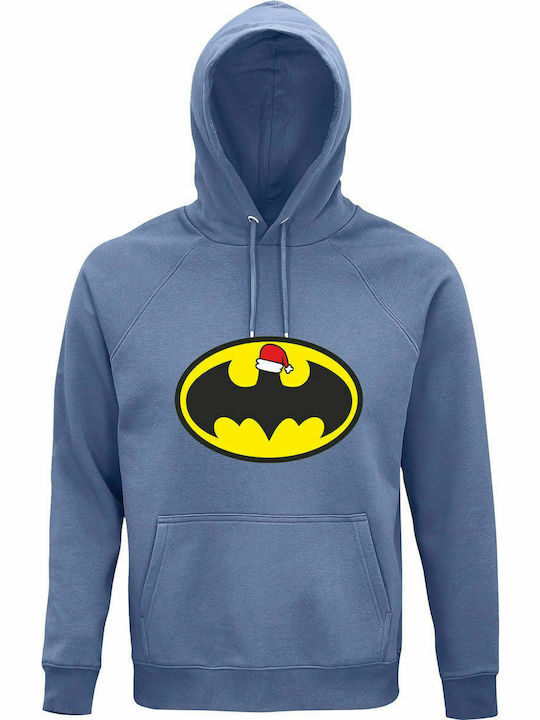 Hoodie Unisex, Organic " Batman loves Christmas ", Blue