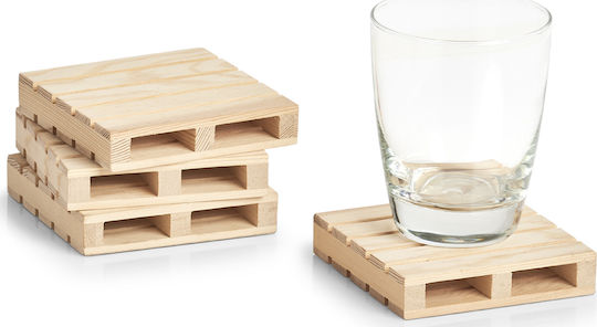 Zmart Imports Σουβέρ Ξύλινο Μπεζ 10x10cm 4τμχ