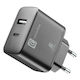 Cellular Line Ladegerät ohne Kabel mit USB-A Anschluss und USB-C Anschluss 25W Stromlieferung Schwarzs (ACHSMUSB2PD25WK)