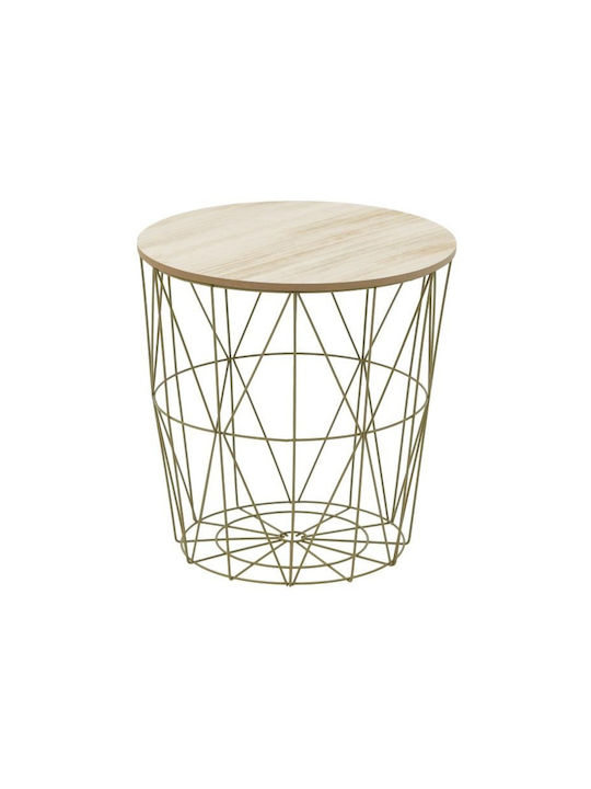 Round Side Table Wooden Gold / Natural L40xW40xH40cm