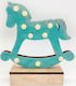 Aca Illuminated Christmas Wooden Figure Horse Height 17cm Wooden Grey Horse (Μiscellaneous Colors)