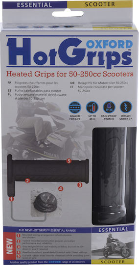Oxford Θερμαινόμενες Χειρολαβές Μοτοσυκλέτας Hotgrips Essential Scooter σε Μαύρο χρώμα