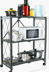 Metallic Outdoor Shelving Unit with 3 Shelves Black 71.5x34x87cm