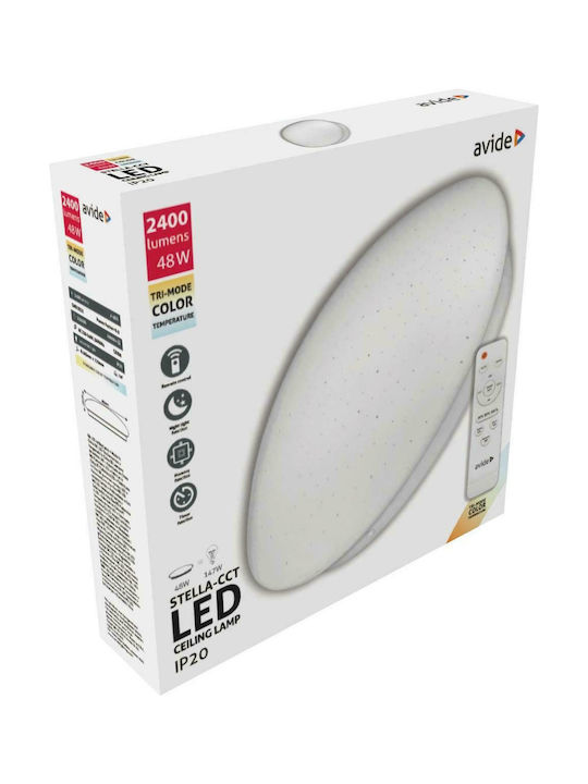 Avide ACLOCCT-48W-R-ST Modernă De plastic Plafonieră de Tavan cu LED Integrat în culoare Alb 48.5buc