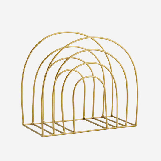 Madam Stoltz Metallic Gold Magazine Rack 18x20x10cm 27265AB
