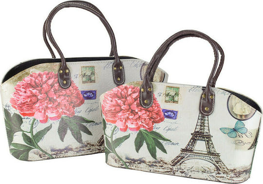Eiffel Tower Magazine Racks Set with Handle Made of Artificial Leather Multicolour 13x36x23cm 2 Pieces