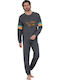 Linclalor 91929 Men's Winter Cotton Pajamas Set Gray