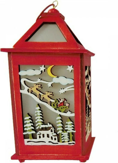 JK Home Decoration Christmas Wood Red Battery Lantern 23x11cm