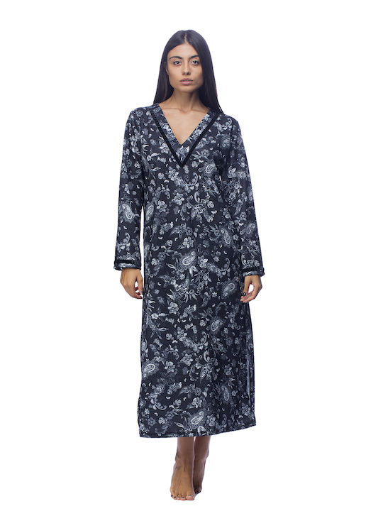 Zaboo Damen Luxus Kaftan mit V-Ausschnitt Plus Größe (2XL-3XL) - ZB1061 Schwarz