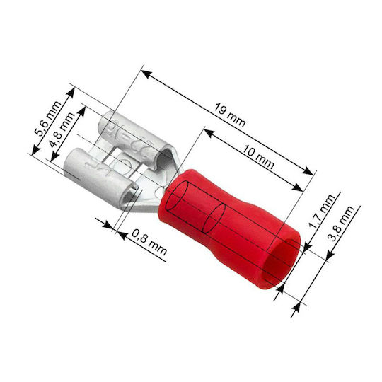 Blow Συρταρωτοί Ακροδέκτες με Μόνωση 4.8mm Κόκκινο (DM-43-041) σε σετ των 100τμχ