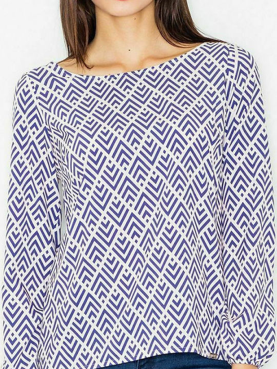 Figl M520 Women's Blouse Long Sleeve White/Blue...