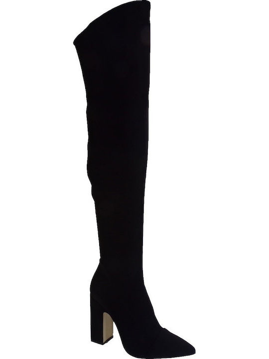 Synthetic Leather Over the Knee High Heel Women's Boots Black