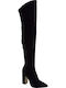 Synthetic Leather Over the Knee High Heel Women's Boots Black