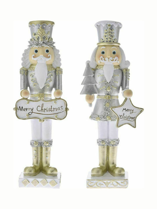 Iliadis Weihnachts-Nussknacker Silber aus Kunststoff Höhe 22cm. 2Stück