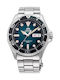 Orient Mako Kamasu Ανδρικό Ρολόι 42mm Αυτόματο με Ασημί Μεταλλικό Μπρασελέ