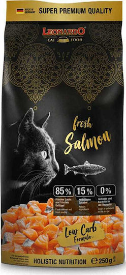 Leonardo Fresh Salmon Low Carb Ξηρά Τροφή χωρίς Σιτηρά για Ενήλικες Στειρωμένες Γάτες με Σολομό 0.25kg