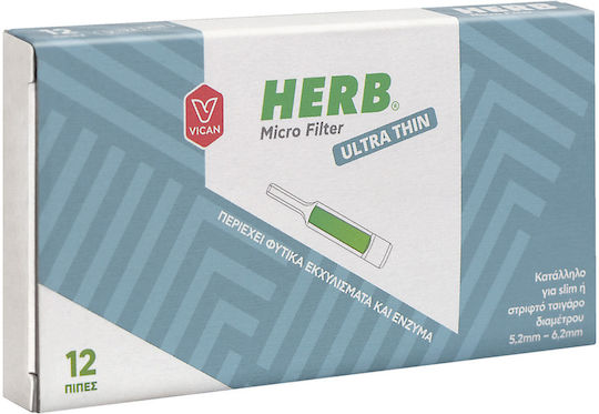 Vican Zigarettenpfeifen HERB Micro Filter Ultra Dünn 6,2 mm Grüne 12 Stück
