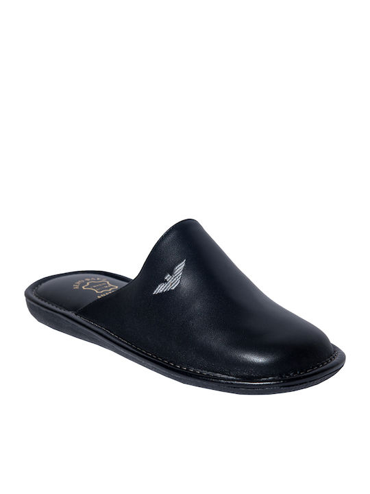 Zak S01545 Men's Leather Slippers Black