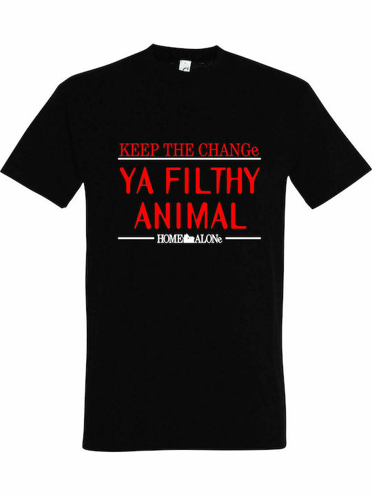 T-shirt Unisex " Keep the Change Ya Filthy Animal, HOME ALONE ", Black