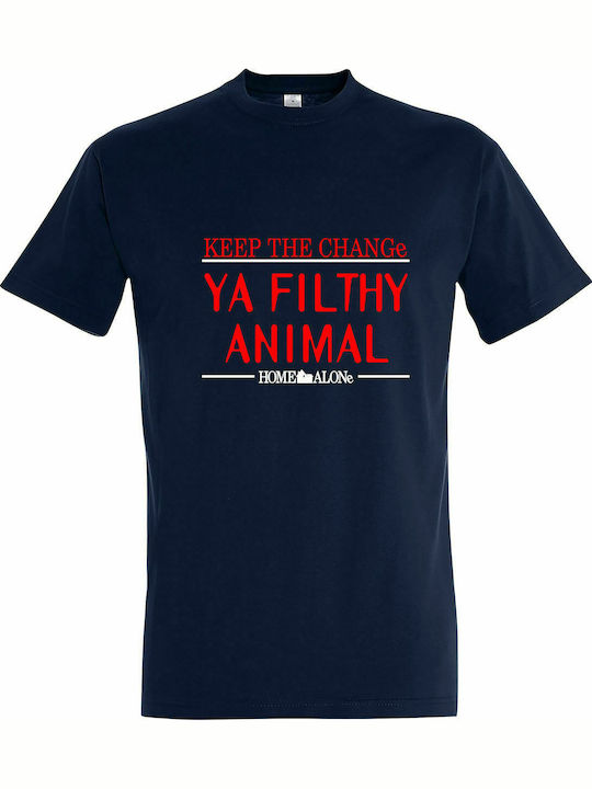 T-shirt Unisex " Keep the Change Ya Filthy Animal, HOME ALONE ", French Navy