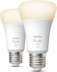 Philips Becuri inteligente LED 9.5W pentru Soclu E27 și Formă A60 alb cald 1055lm Reglabil în intensitate 2buc