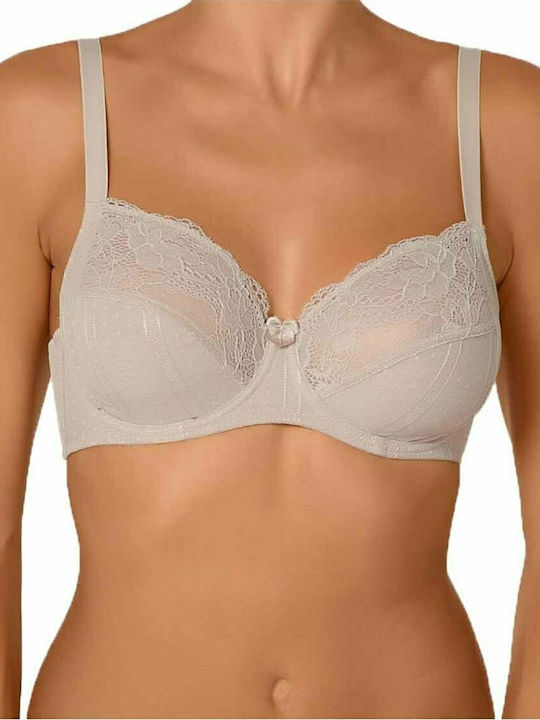 SELENE BRA WITH UNDERWIRE AND LACE ON THE CUPS - BEIGE