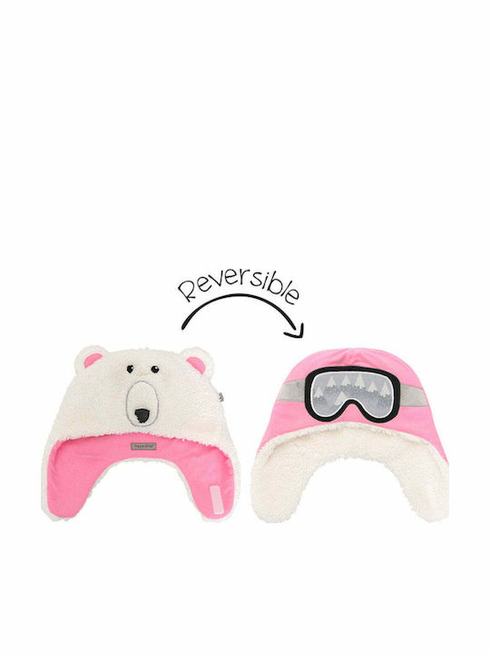 Flapjackkids Bear Aviator Σκουφάκι Διπλής Όψης Υφασμάτινο Ροζ