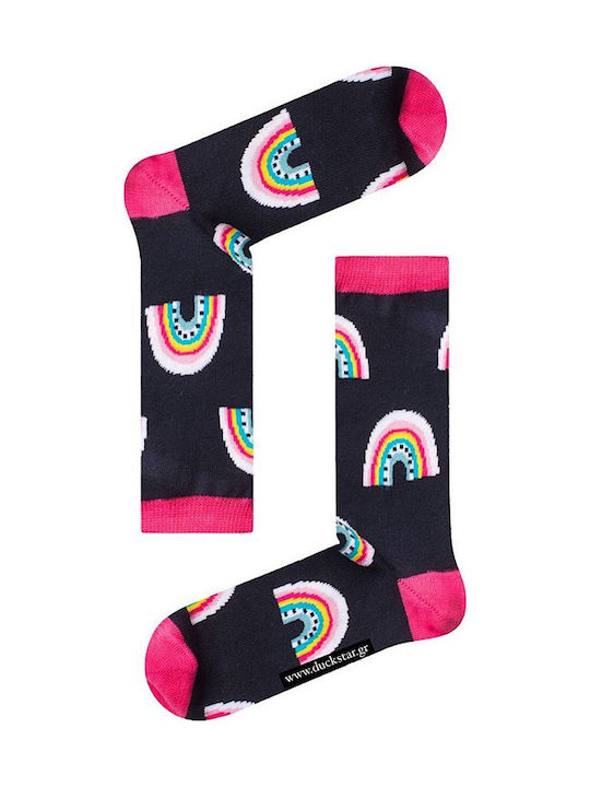 Ekmen Rainbow Women's Patterned Socks Black 2009