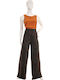 Women's High-waisted Fabric Trousers Gold