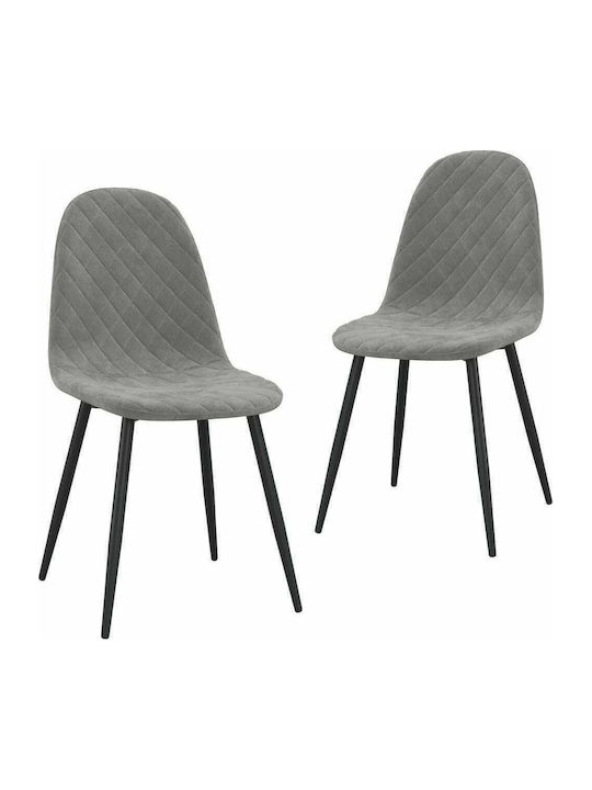 Dining Room Velvet Chair Ανοιχτό Γκρι 45x53.5x87cm 2pcs