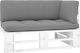Ecksofa Außenbereich aus Paletten mit Kissen 110x65x55cm
