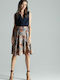 Figl M675 Pleated High Waist Midi Skirt Floral in Beige color 135791