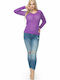 PeeKaBoo 70018 Women's Long Sleeve Sweater with V Neckline Purple 131611