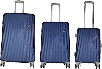 Ormi ESH312 Travel Suitcases Hard Blue Maximum Height 73cm with 4 Wheels Set of 3pcs