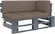 Ecksofa Outdoor from Pallets with Pillows Braun 110x65x55cm