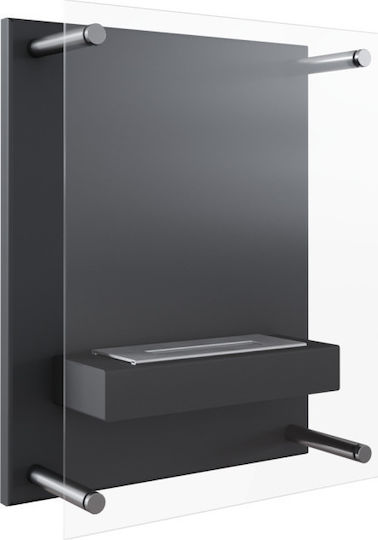 Kratki Glass Επιτοίχιο Τζάκι Βιοαιθανόλης Εσωτερικού Χώρου Μαύρο 40x14.9x50cm